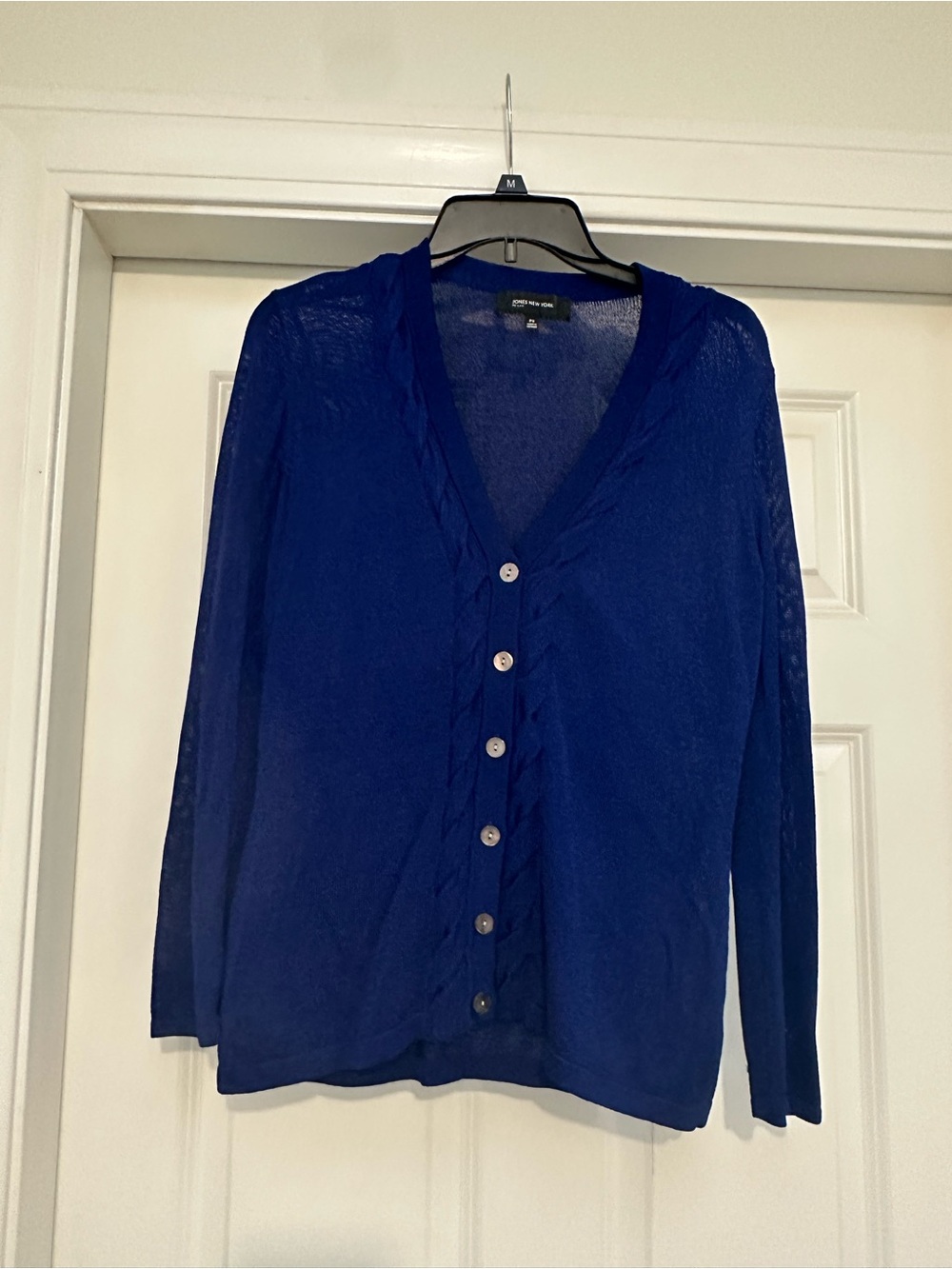 Jones New York Royal Blue Button-Front V-Neck Cardigan